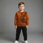 Melodi Kids Erkek Çocuk Mevsimlik Alt Üst Takım Eşofman - 5-6 Y - Siyah - Kahverengi