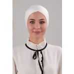 Melodi Scarf Bağlamalı Dikişsiz Çapraz Bone Ekru
