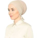 Melodi Scarf Fileli Dikişsiz Bone Taş Rengi - Standart