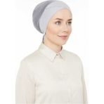 Melodi Scarf Fileli Dikişsiz Çapraz Bone Açık Gri - Standart
