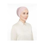 Melodi Scarf Fileli Dikişsiz Çapraz Bone Pudra