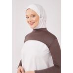 Melodi Scarf Kadın Tesettür Balıkçı Yakalı Boyunluklu Kolluk - Kahverengi - Kahverengi - Standart