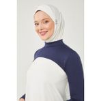 Melodi Scarf Kadın Tesettür Balıkçı Yakalı Boyunluklu Kolluk - Lacivert - Standart