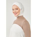 Melodi Scarf Kadın Tesettür Balıkçı Yakalı Boyunluklu Kolluk - Sütlü Kahve - Standart