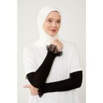 Melodi Scarf Kadın Tesettür Dantelli Kolluk Siyah - Standart