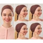 Melodi Scarf Kadın Tesettür Dikişsiz Set Bone Kahverengi 5 Adet Bağlamalı Penye Bone - Standart