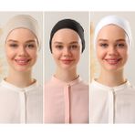 Melodi Scarf Kadın Tesettür Dikişsiz Set Bone Siyah Beyaz Bej 3 Adet Bağlamalı Penye Bone - Çok Renkli - Standart