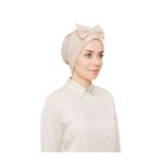 Melodi Scarf Kadın Tesettür Fiyonklu Dış Bone Hazır Türban Taş Rengi