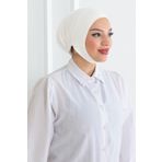 Melodi Scarf Kadın Tesettür Geniş Hacimli Pratik Ense Ve Çene Altından Geçmeli Kaymayan Bone Beyaz Çeneli Bone