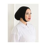 Melodi Scarf Kadın Tesettür Geniş Hacimli Pratik Ense Ve Çene Altından Geçmeli Kaymayan Bone Siyah Çeneli Bone