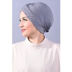 Melodi Scarf Kadın Tesettür İncili Taşlı Havuz Dış Bone Koyu Gri