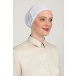 Melodi Scarf Kadın Tesettür Parisien Tüllü Climafit Likralı Nefes Alan Dikişsiz Parizyen Bone Beyaz