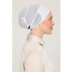 Melodi Scarf Kadın Tesettür Parisien Tüllü Climafit Likralı Nefes Alan Dikişsiz Parizyen Bone Ekru
