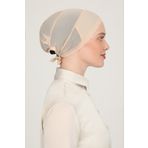 Melodi Scarf Kadın Tesettür Parisien Tüllü Climafit Likralı Nefes Alan Parizyen Dikişsiz Bone Bej