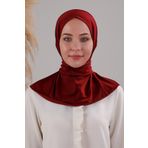 Melodi Scarf Kadın Tesettür Pratik Çıtçıtlı Sandy Deniz Havuz Uyumlu Fular Hazır Bone Bordo