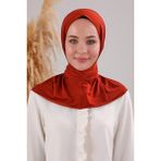 Melodi Scarf Kadın Tesettür Pratik Çıtçıtlı Sandy Deniz Havuz Uyumlu Fular Hazır Bone Kiremit - Standart