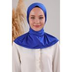 Melodi Scarf Kadın Tesettür Pratik Çıtçıtlı Sandy Deniz Havuz Uyumlu Fular Hazır Bone Saks Mavisi - Standart