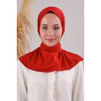 Melodi Scarf Kadın Tesettür Pratik Çıtçıtlı Sandy Fular Hazır Deniz Havuz Uyumlu Bone Kırmızı - Standart