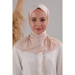 Melodi Scarf Kadın Tesettür Pratik Çıtçıtlı Sandy Fular Hazır Deniz Havuz Uyumlu Bone Krem - Standart