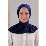 Melodi Scarf Kadın Tesettür Pratik Çıtçıtlı Sandy Fular Hazır Deniz Havuz Uyumlu Bone Lacivert