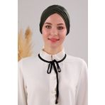 Melodi Scarf Kadın Üç Bantlı Çapraz Hazır Türban Dış Bone Haki