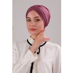 Melodi Scarf Kadın Üç Bantlı Çapraz Hazır Türban Dış Bone Mor