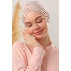 Melodi Scarf Kadın Üç Bantlı Çapraz Hazır Türban Dış Bone Taş Rengi
