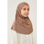 Melodi Scarf Tesettür Çocuk Namaz Bonesi Eşarbı Şalı Hijabı Kahverengi