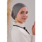 Melodi Scarf Tesettür Hazır Pratik Geçme Boru Bone Koyu Gri