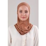 Melodi Scarf Tesettür Hijab Çapraz Deniz Havuz Spor Boyunluklu Penye Bone Tarçın