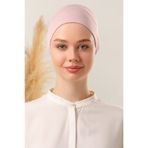 Melodi Scarf Tesettür Silikonlu Kaymaz Bone - Likralı Bağlamalı Bone - Sıkmayan Rahat Nefes Alan Kumaş Pudra