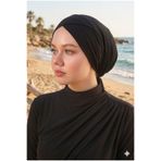 Melodi Scarf Tesettür Yüzücü Çapraz Deniz Havuz Bonesi - Mayo Üstü Çapraz Bone - Arkadan Bağlamalı Çapraz Bone Siyah