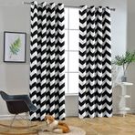 Melodieux Oturma Odası Yemek Odası için Moda Zikzak Perdeler, Karartma Halkalı Üst Pencere Perdeleri Yatak Odası için Ses Geçirmez Isı Yalıtımı, 241 cm Uzunluk, 132 x 226 cm, Siyah ve Beyaz (1 Panel)