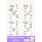 melolisa A-Z Türkçe Alfabe Boyama Kartları – 29’lu Montessori Harf ve Kelime Öğretici Set & Bez Kese Hediye