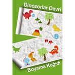 Melolisa Dinozor Temalı Dev Boyama Kağıdı 2 Metre Sevimli Dinozorlar Aktivite Rulosu - Çocuk Eğitici Rulo