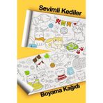 Melolisa Sevimli Kediler Dev Boyama Kağıdı 2 Metre Kedili Aktivite Rulosu - Çocuk Eğitici Rulo