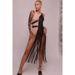 Melonika Püsküllü Deri Ceket Harness, Püsküllü Seksi Deri Harness - BRF1014 - Siyah - S - M
