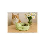 melora 14 cm Kedi Taş Kase,Kedi Şeklinde Takı toka kasesi,cat bowl,kedi organizer,kedi dekor obje yeşil
