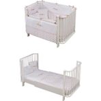 Meltem Kids Bambino Büyüyen Beşik 80X130 cm Karyola 80X180 cm (Beyaz-Pembe) - 80 x 130 cm - Beyaz - Pembe