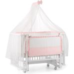 Meltem Kids Bambino Sallanır Anne Yanı Beşik Ahşap Bebek Beşiği 70x110 cm (beyaz-pembe)
