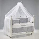 Meltem Kids Kral Sallanır Anne Yanı Beşik Ahşap Bebek Beşiği 60x120 cm (beyaz-moon) - Beyaz - Gri
