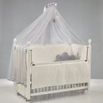 Meltem Kids Kral Sallanır Anne Yanı Beşik Ahşap Bebek Beşiği 60x120 cm (beyaz-motto gri) - Beyaz - Gri