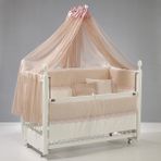 Meltem Kids Kral Sallanır Anne Yanı Beşik Ahşap Bebek Beşiği 60x120 cm (beyaz-pembe) - Beyaz - Pembe