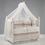 Meltem Kids Kral Sallanır Anne Yanı Beşik Ahşap Bebek Beşiği 60x120 cm (beyaz-pretty) - Beyaz - Pembe