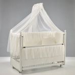 Meltem Kids Mondo Anne Yanı Ahşap Sallanır Beşik 60x120 cm (beyaz-ekru) - Beyaz - Ekru