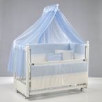Meltem Kids Mondo Sallanır Anne Yanı Beşik Ahşap Bebek Beşiği 60x120 cm (beyaz-mavi) - Mavi - Beyaz