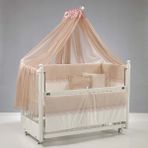 Meltem Kids Mondo Sallanır Anne Yanı Beşik Ahşap Bebek Beşiği 60x120 cm (beyaz-pembe) - Beyaz - Pembe
