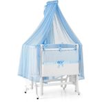 Meltem Kids Mood Sallanır Anne Yanı Beşik Ahşap Bebek Beşiği 50x90 cm (beyaz-mavi)
