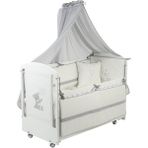 Meltem Kids Sweet Bear Sallanır Anne Yanı Beşik Ahşap Bebek Beşiği 60x120 cm (beyaz-bear) - 60 x 120 cm