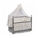 Meltem Smart Kral Sallanır Ahşap Anne Yanı Beşik - 60x120 cm (gri-motto ekru)